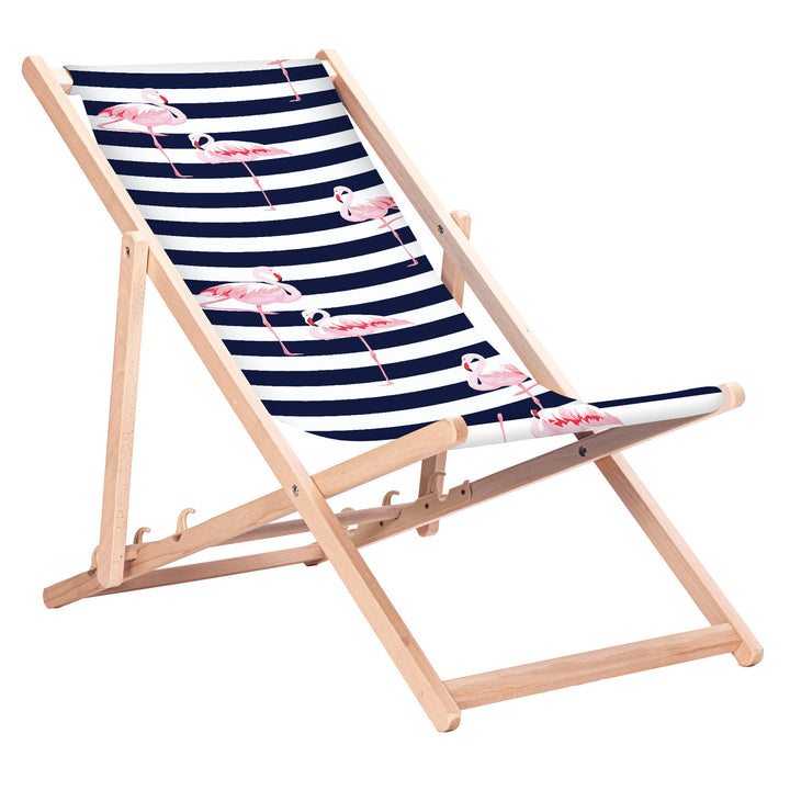 Klassieke beuken ligstoel GreenBlue GB183 met Flaming-print