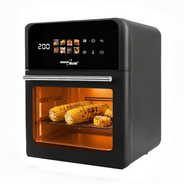 GreenBlue AIR FRYER vetvrije friteuse, krachtig 1800 W, inhoud 10 l, 8 programma’s, accessoires, timer, GB950 + voedselthermometer/voel, GreenBlue GB178