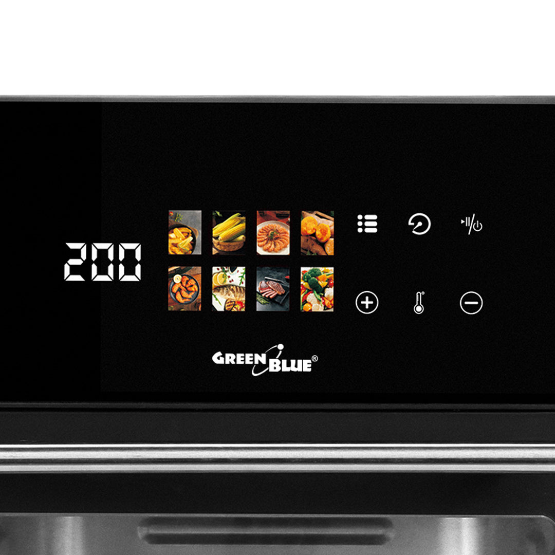 GreenBlue AIR FRYER vetvrije friteuse, krachtig 1800 W, inhoud 10 l, 8 programma’s, accessoires, timer, GB950 + voedselthermometer/voel, GreenBlue GB178