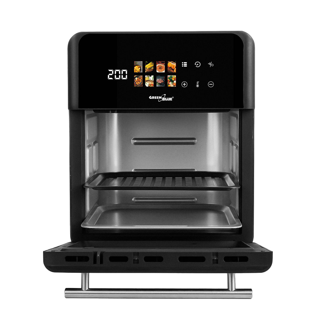GreenBlue AIR FRYER vetvrije friteuse, krachtig 1800 W, inhoud 10 l, 8 programma’s, accessoires, timer, GB950 + voedselthermometer/voel, GreenBlue GB178