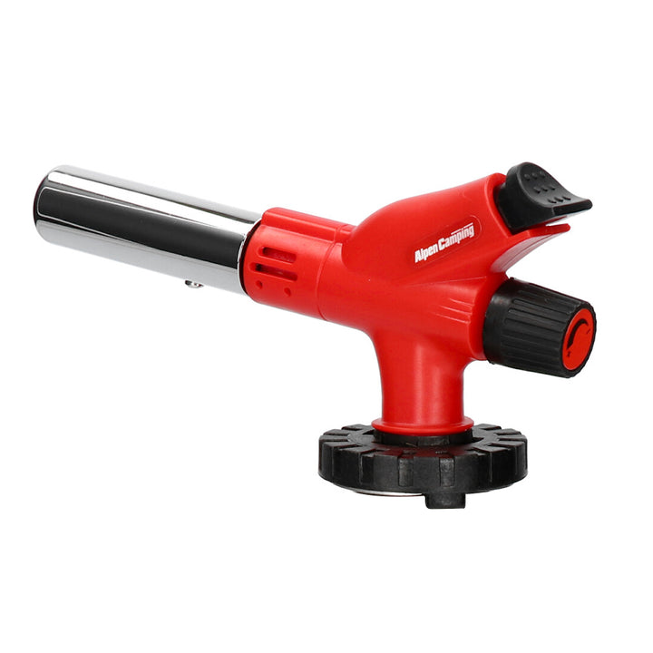 Alpen Camping-gasbrander voor gaspatronen, vlamtemperatuur 1300 °C, piëzo-ontsteking, vlamregeling, ETNA + 4x GreenBlue-gaspatroon van 227 g. Certificaat: Pi 0875, voldoet aan de norm EN417