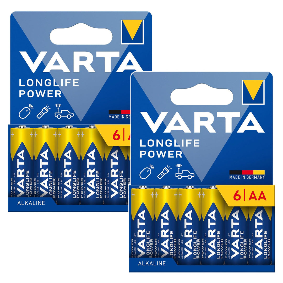 12 stuks R-06 R06 AA LR06 1,5 V VARTA Longlife Power alkalinebatterijen