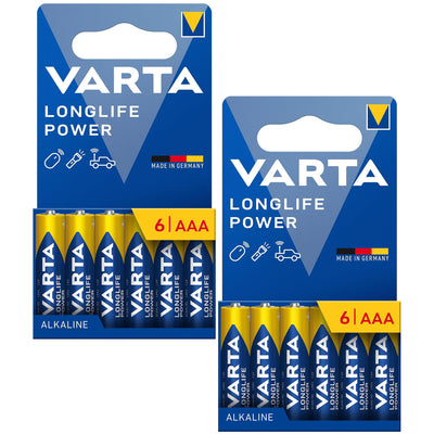 12 stuks R-03 R03 AAA LR06 1,5 V VARTA Longlife Power alkalinebatterijen