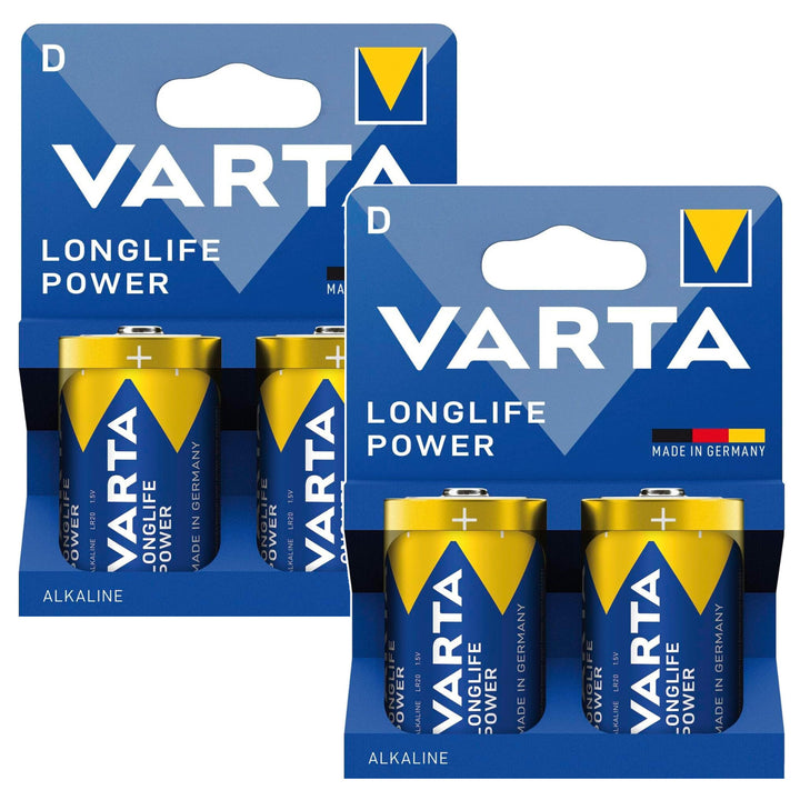 4 stuks R-20 R20 D 1,5 V alkalinebatterijen Longlife Power van Varta
