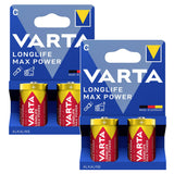 4 stuks R-14 R14 C 1,5 V alkalinebatterijen Varta Longlife Max Power