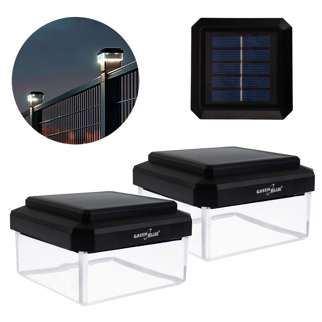 GreenBlue LED-zonnelamp voor paal, 80 x 80 mm, envelopvormige kap, 3200 K, GB127 WW, 2 stuks