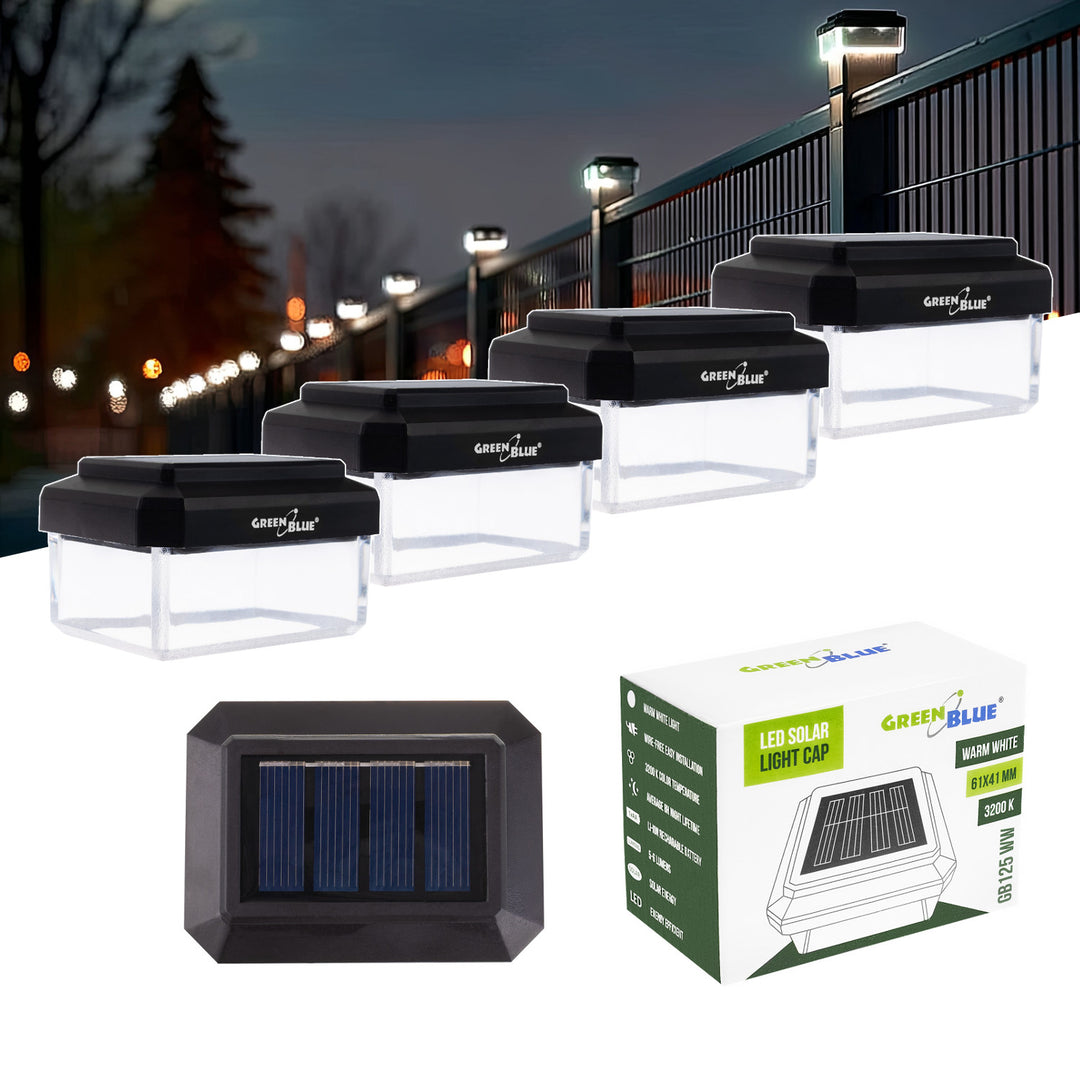 GreenBlue LED-zonnelamp voor paal, 60 x 40 mm, envelopvormige kap, 3200 K, GB125 WW, 4 stuks