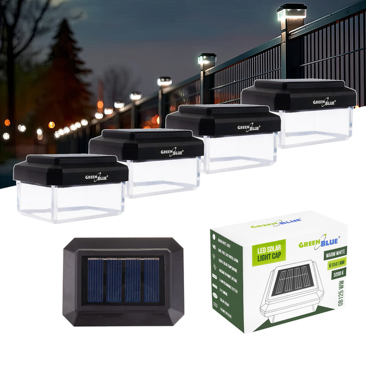 GreenBlue LED-zonnelamp voor paal, 60 x 40 mm, envelopvormige kap, 3200 K, GB125 WW, 4 stuks
