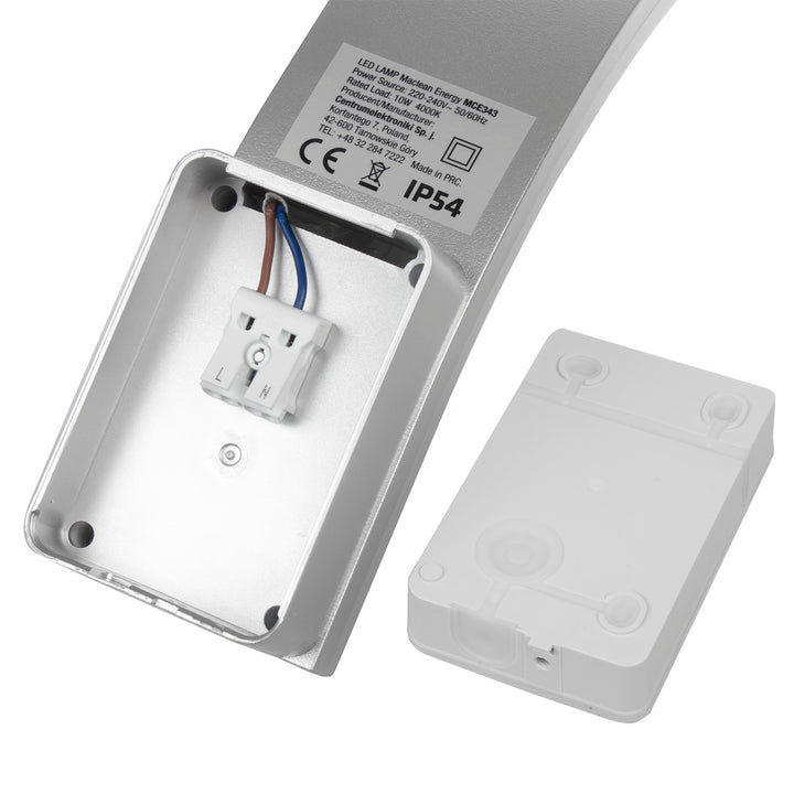 Maclean LED-gevellamp, 800 lm, IP54, 10 W, natuurlijke witte lichtkleur (4000 K), zilverkleurig, MCE343 SV, 2 stuks