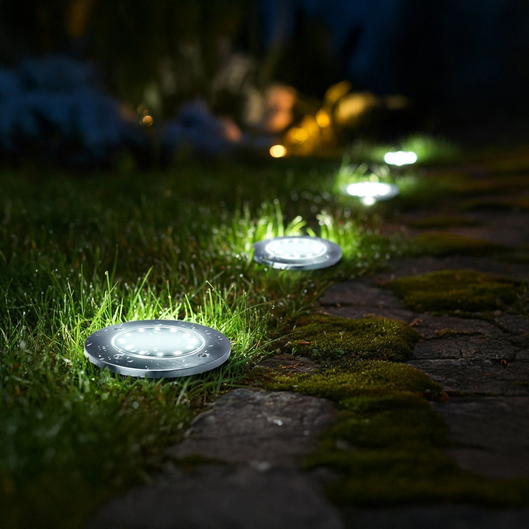 Maclean IP44 LED-tuinlamp op zonne-energie, 12 SMD-leds, 4000K, Ni-MH 600 mAh, 0,7 W, MCE318, 4 stuks