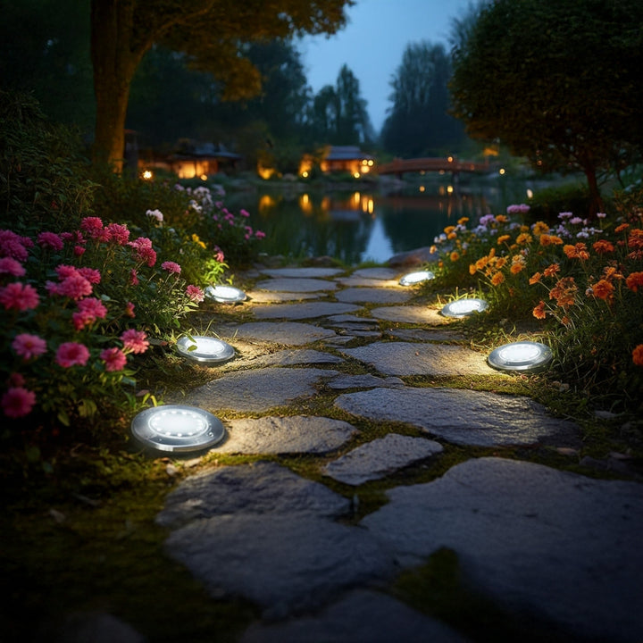 Maclean IP44 LED-tuinlamp op zonne-energie, 12 SMD-leds, 4000K, Ni-MH 600 mAh, 0,7 W, MCE318, 4 stuks