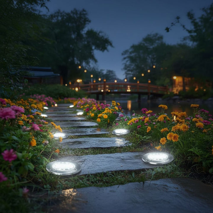 Maclean IP44 LED-tuinlamp op zonne-energie, 12 SMD-leds, 4000K, Ni-MH 600 mAh, 0,7 W, MCE318, 4 stuks