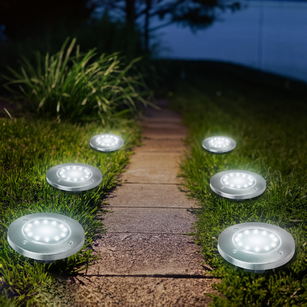 Maclean IP44 LED-tuinlamp op zonne-energie, 12 SMD-leds, 4000K, Ni-MH 600 mAh, 0,7 W, MCE318, 4 stuks