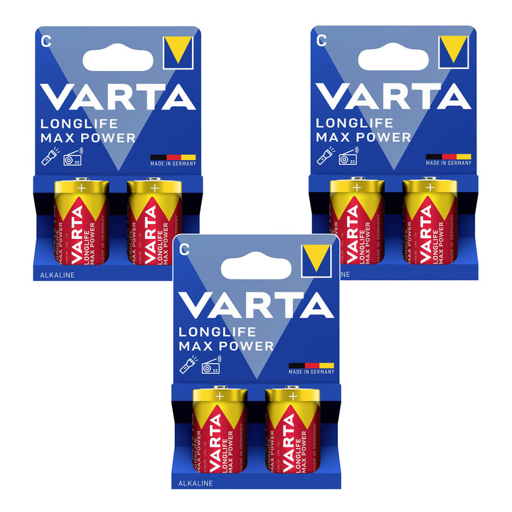 6 stuks R-14 R14 C 1,5 V alkalinebatterijen Varta Longlife Max Power