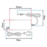 Universele oplader / voedingsadapter van Maclean Energy, voor steps, 42 V DC, 2 A, max. 85 W, snelladen, 6 stekkers, MCE667