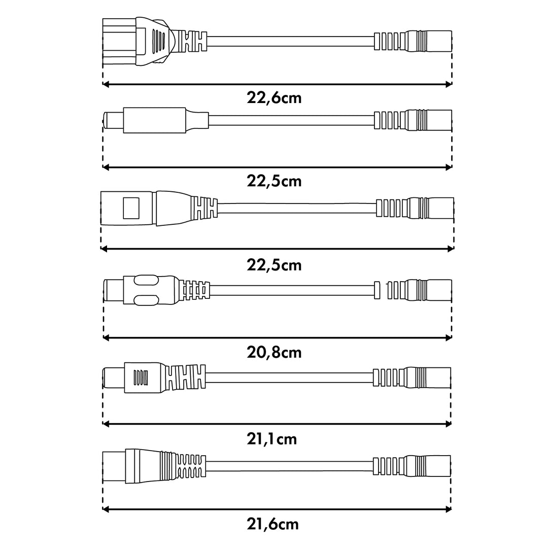 Universele oplader / voedingsadapter van Maclean Energy, voor steps, 42 V DC, 2 A, max. 85 W, snelladen, 6 stekkers, MCE667