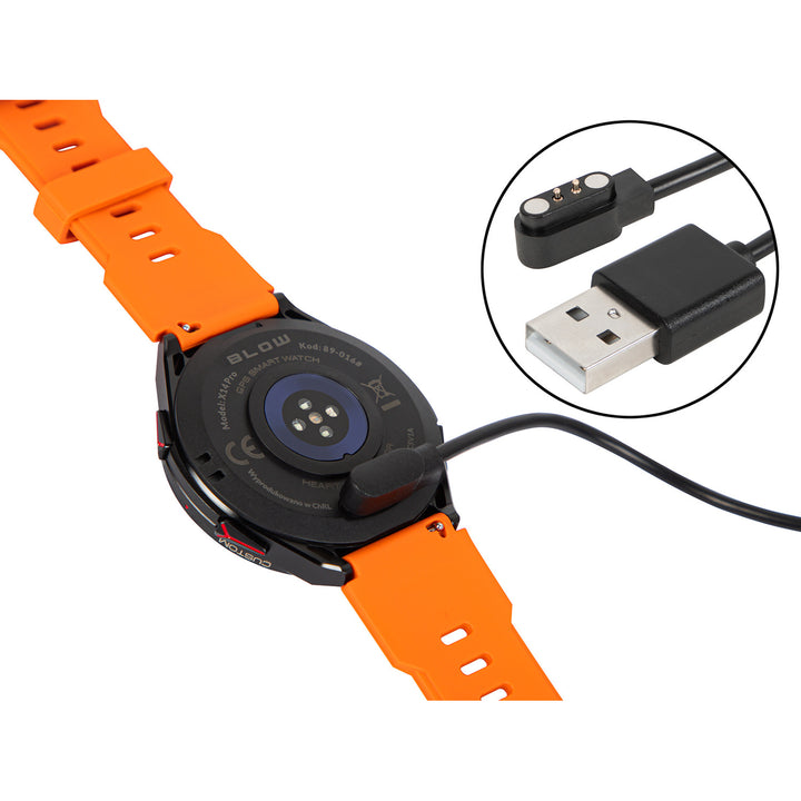 BLOW X14 Pro smartwatch, 1,43-inch AMOLED-scherm, 490 mAh-batterij, GPS, 4 GB RAM en 256 MB opslagruimte, gezondheidsfuncties, 2 kleuren bandjes, 89-016#