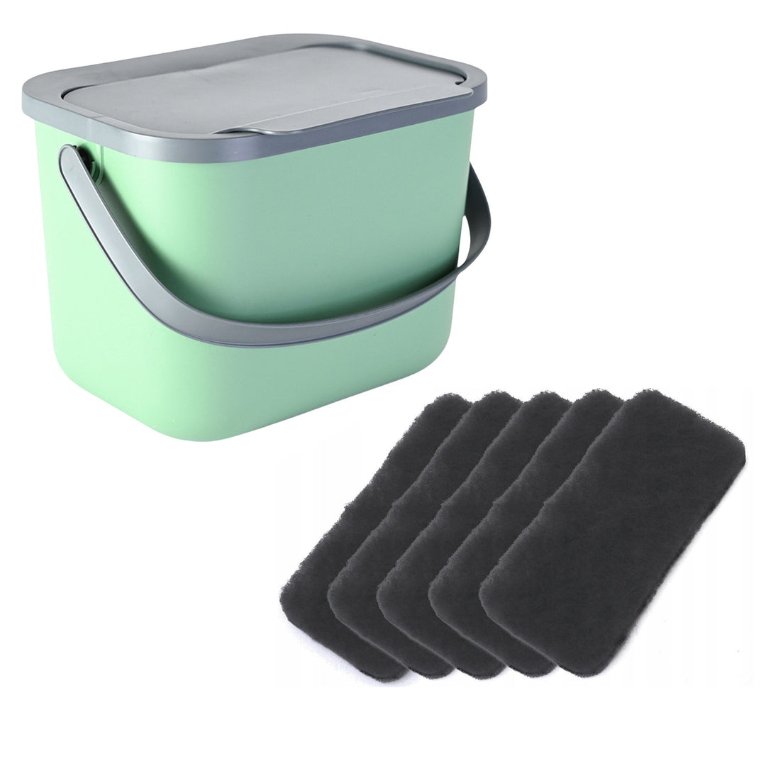 Bioafvalbak 6 l groen-grijs Bini Practic + 5x Practic-koolstoffilter