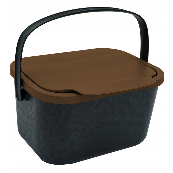 Bioafvalbak, inhoud 4,5 liter, zwart met bruin deksel, Mini Bini + 5x Practic-koolstoffilter