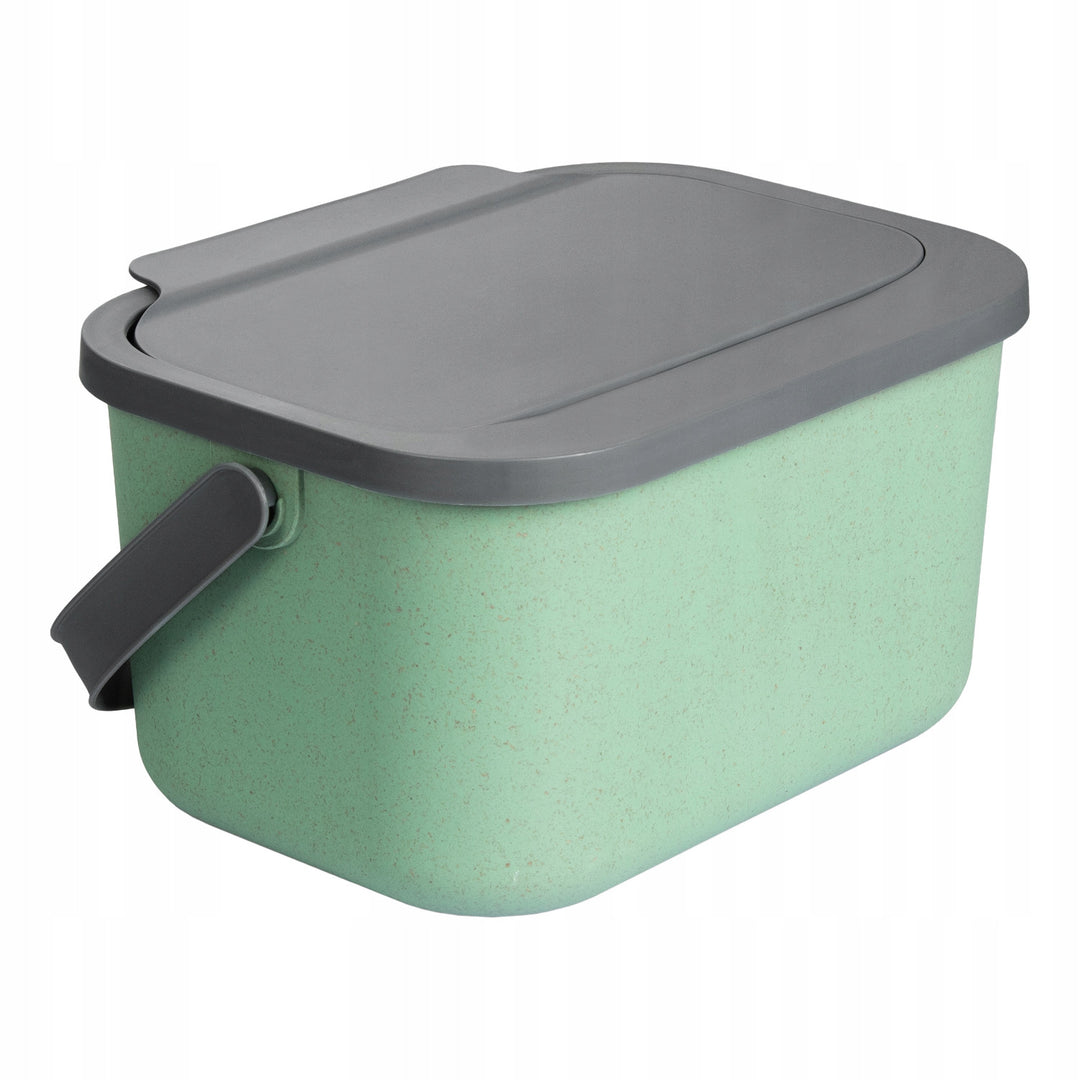 Bioafvalbak, inhoud 4,5 liter, groen met grijs deksel, Mini Bini + 5x Practic-koolstoffilter