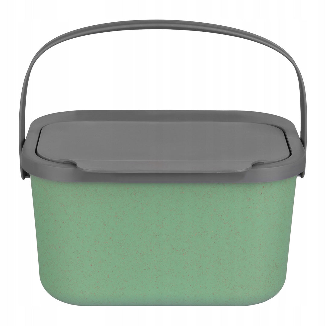 Bioafvalbak, inhoud 4,5 liter, groen met grijs deksel, Mini Bini + 5x Practic-koolstoffilter