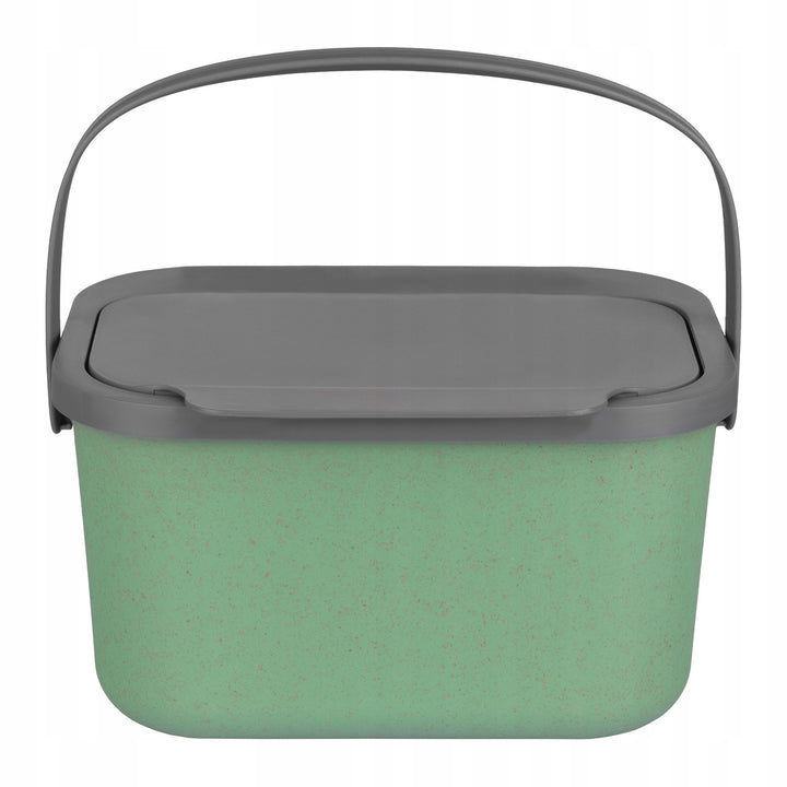 Bioafvalbak, inhoud 4,5 liter, groen met grijs deksel, Mini Bini + 5x Practic-koolstoffilter