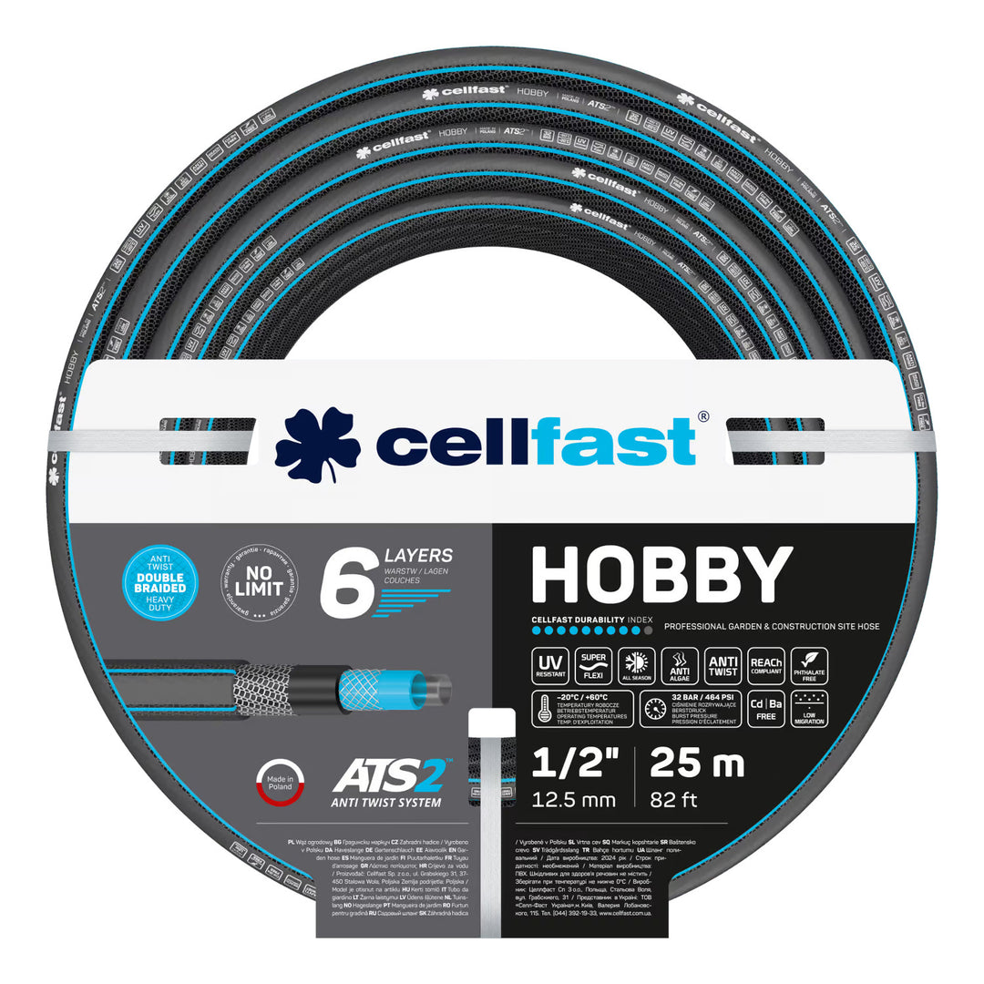Slangwagen Cellfast Aluplus 1/2" 60 m + tuinslang Cellfast Hobby ATS2 1/2" 25 m