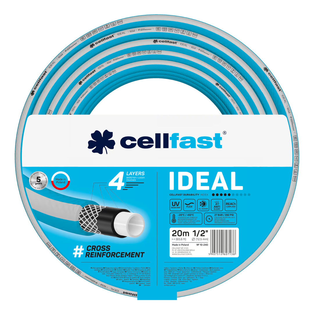 Cellfast Aluplus-slangwagen 1/2" 60 m + Cellfast IDEAL-tuinslang 1/2" 20 m + Set met Cellfast Basic-sproeier 1/2"