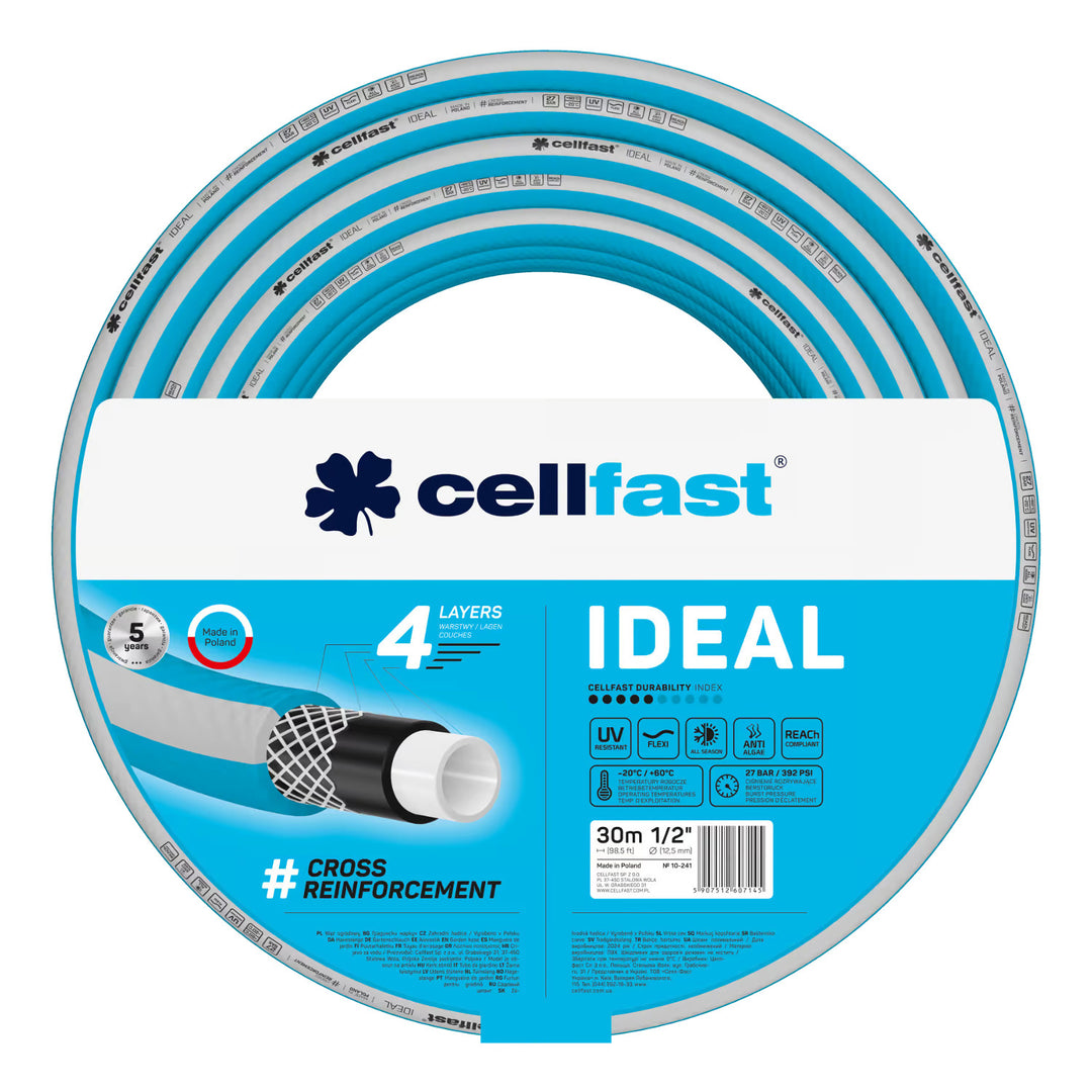 Cellfast Aluplus-slangwagen 1/2" 60 m + Cellfast IDEAL-tuinslang 1/2" 30 m + Set met Cellfast Basic-sproeier 1/2"