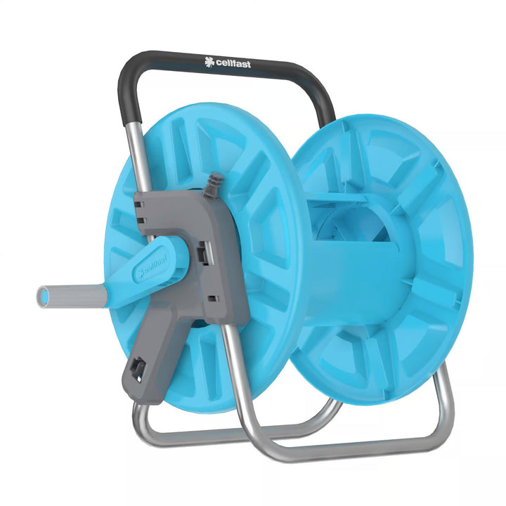 Tuinslang Economic 1/2" 50 m + standaard, aansluiting met binnendraad 3/4", aansluiting met buitendraad 1/2", doorstroom- en stop-snelkoppeling 1/2" + 8-standen sproeipistool Cellfast Mix Ideal