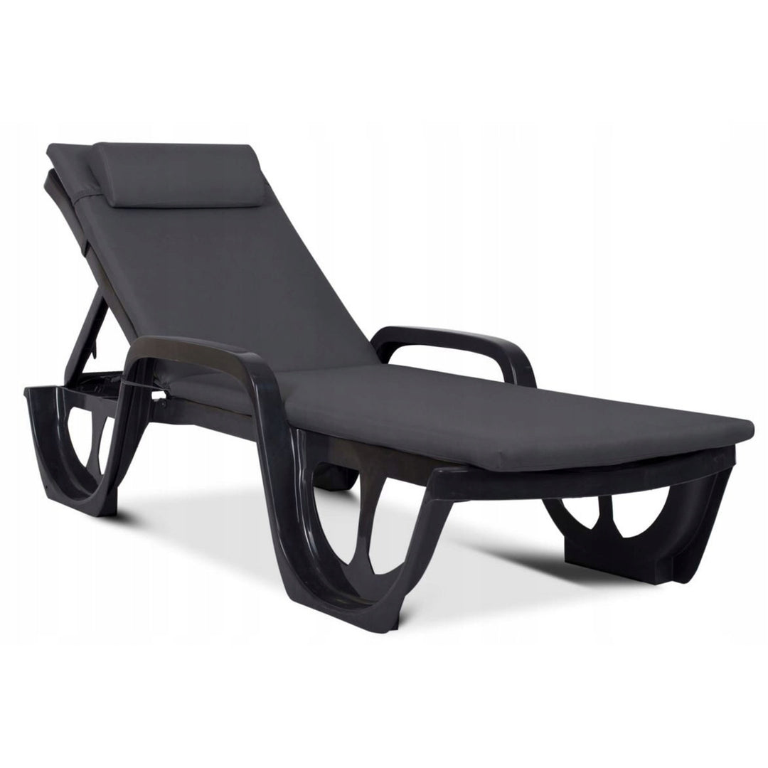 Kussen voor ligstoel Madera, kleur donkergrijs, stof S-500, afmetingen 190x55 cm, bevestiging met elastische band, waterafstotend, Madera S-49