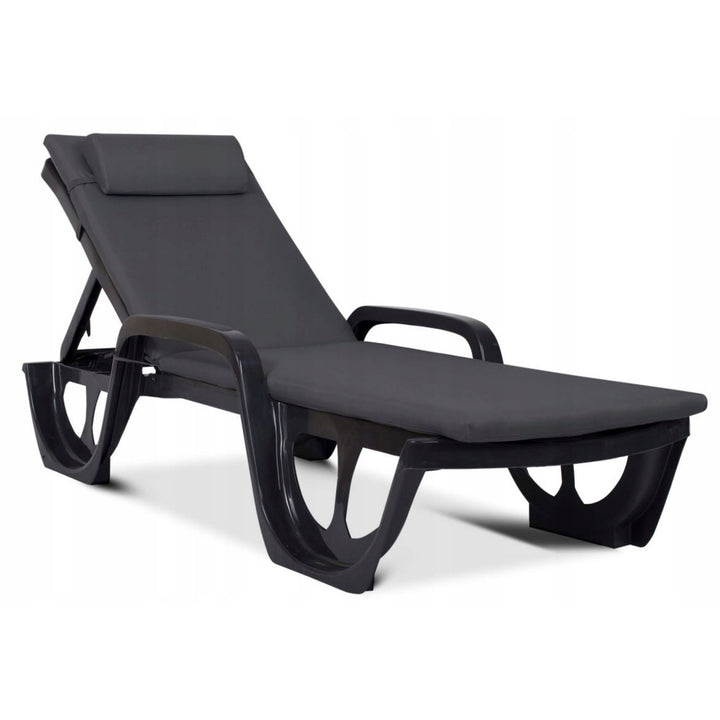 Kussen voor ligstoel Madera, kleur donkergrijs, stof S-500, afmetingen 190x55 cm, bevestiging met elastische band, waterafstotend, Madera S-49