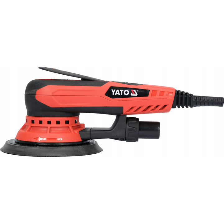 Yato excentrische schuurmachine, 150 mm, vermogen 350 W, toerental 4000-10000 tpm, snoerlengte 3 m, aansluitmogelijkheid voor stofzuiger, YT-82206
