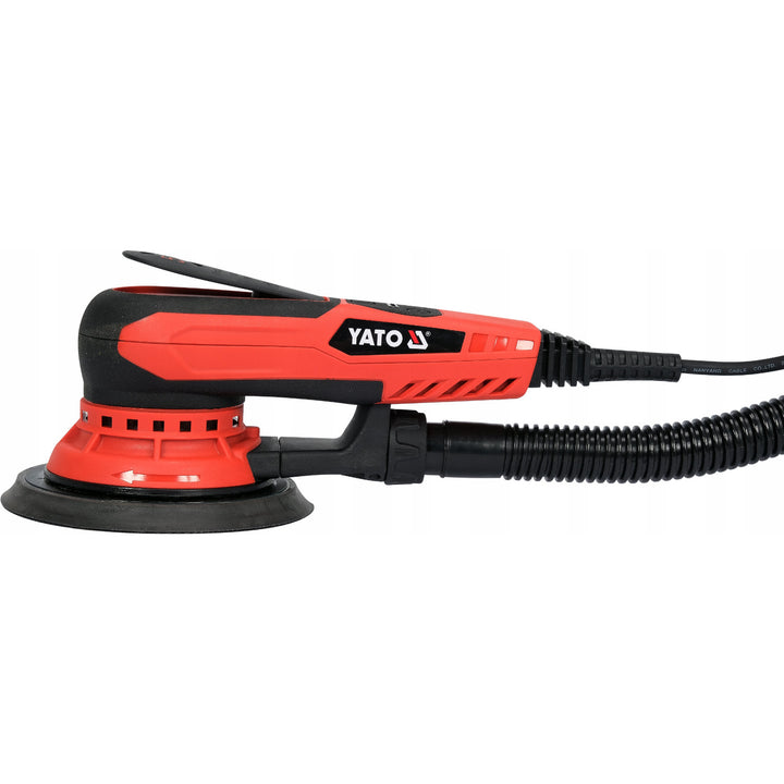 Yato excentrische schuurmachine, 150 mm, vermogen 350 W, toerental 4000-10000 tpm, snoerlengte 3 m, aansluitmogelijkheid voor stofzuiger, YT-82206