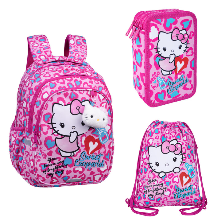 Hello Kitty Coolpack-schoolset, Jerry-rugzak met 3 vakken (15"), Jumper 3-etui met inhoud en sporttas voor schoenen