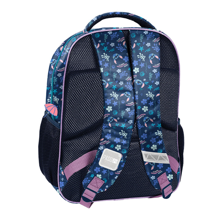 Stitch Paso-schoolset, rugzak met twee vakken, reflecterende elementen en verstevigde rug, etui zonder inhoud en met vakjes voor schrijfgerei, schoenenzak die op de rug kan worden gedragen, DS26XX