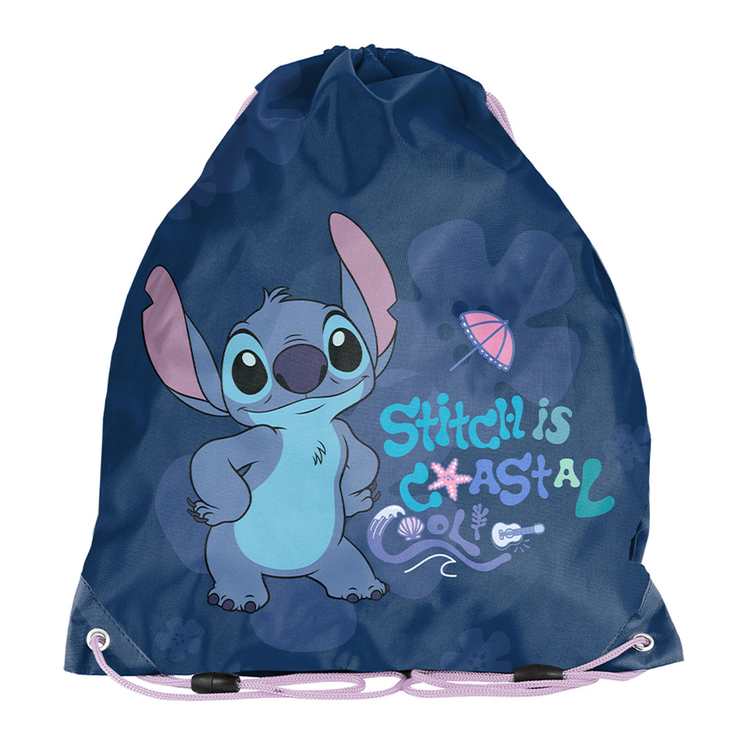 Stitch Paso-schoolset, rugzak met twee vakken, reflecterende elementen en verstevigde rug, etui zonder inhoud en met vakjes voor schrijfgerei, schoenenzak die op de rug kan worden gedragen, DS26XX