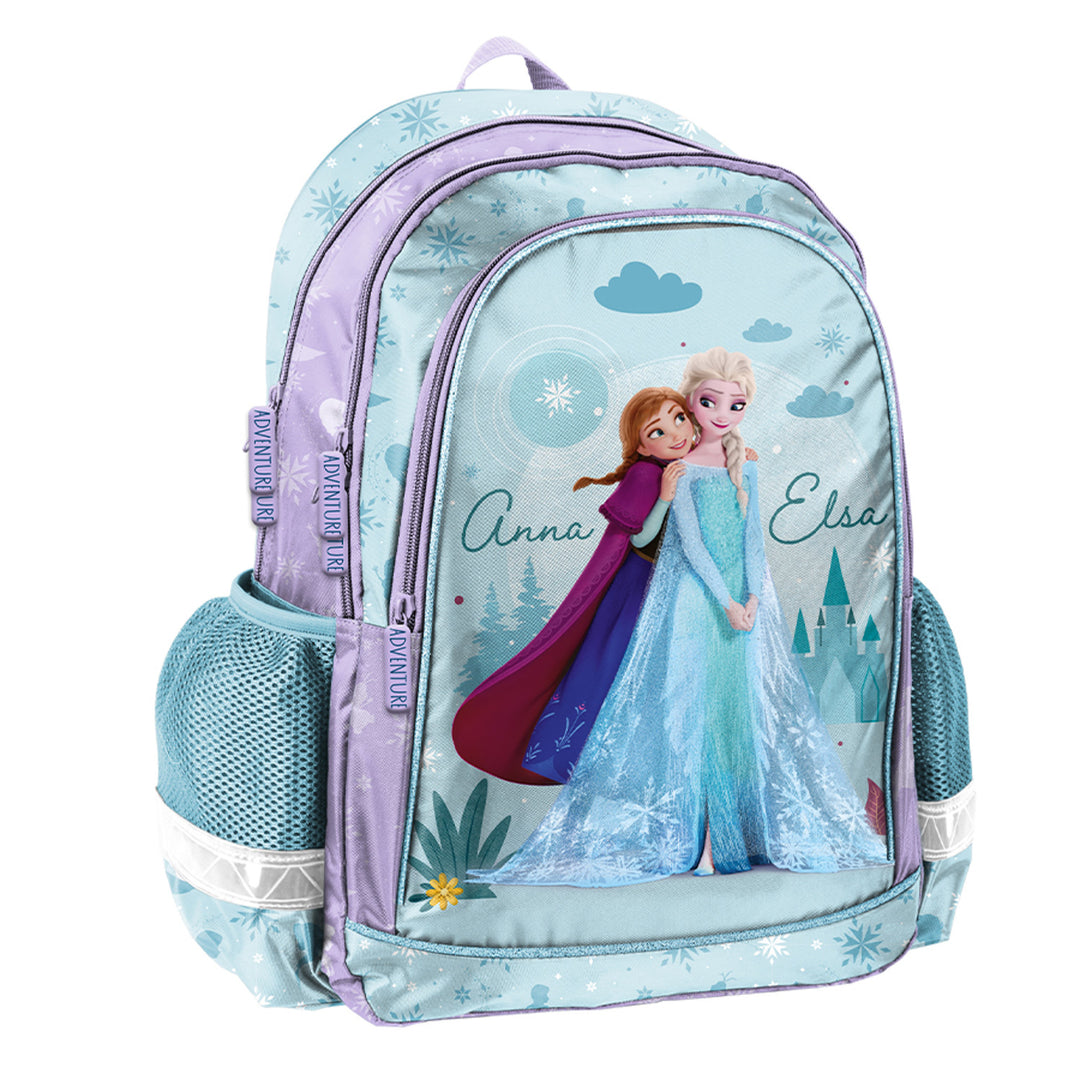 Frozen Paso-schoolset, rugzak met twee vakken, verstelbare schouderbanden en verstevigde rug, etui met benodigdheden en houders voor schrijfgerei, schoenenzak die op de rug kan worden gedragen, DF26AA
