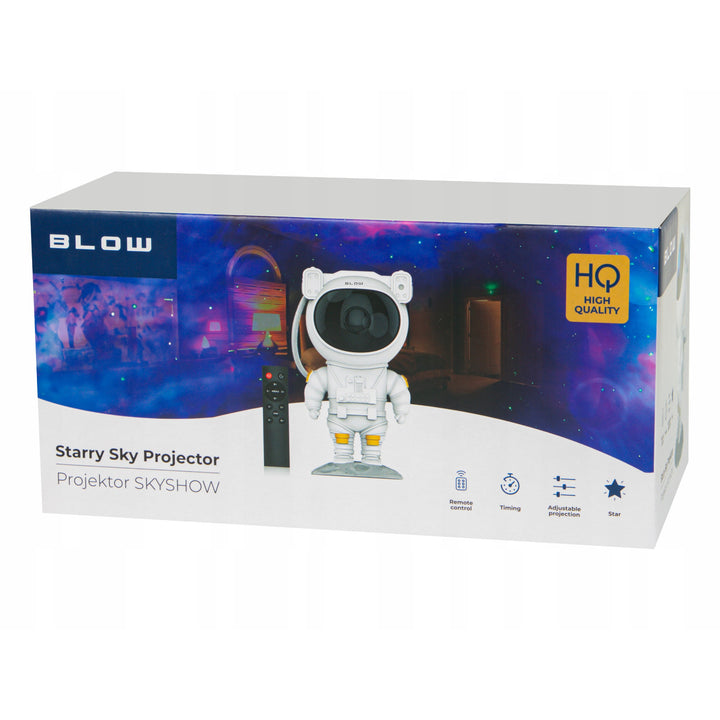 Blow SkyShow sterrenprojector-nachtlampje, nevel- en sterrenmodus, 5 helderheidsniveaus, 8 lichtkleuren, bediening via afstandsbediening, 79-720#