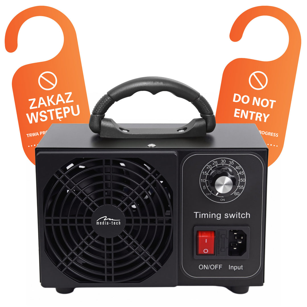 Professionele ozongenerator voor desinfectie en luchtzuivering, Mediatech, Ozonproductie: 60.000 mg/u, TIMER, Vermogen: 140 W, metalen behuizing