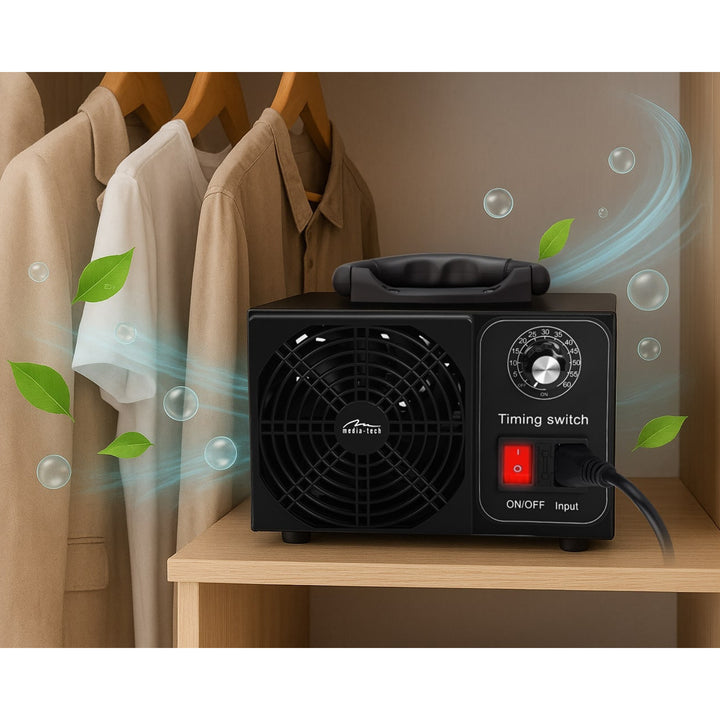 Professionele ozongenerator voor desinfectie en luchtzuivering, Mediatech, Ozonproductie: 60.000 mg/u, TIMER, Vermogen: 140 W, metalen behuizing