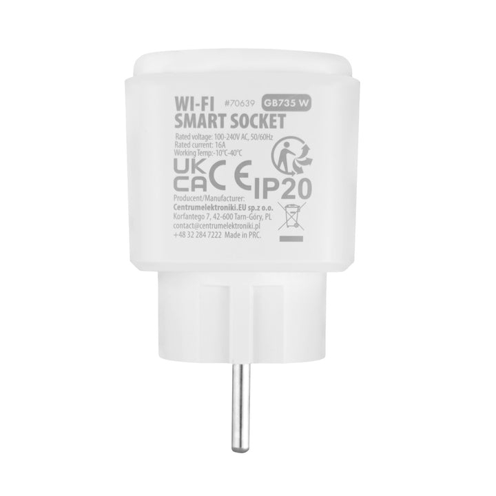 GreenBlue WiFi-stopcontact met afstandsbediening, Android/iOS/Alexa/Google Home, timer, wattmeter, max. 16 A/3840 W, GB735 W, 2 stuks
