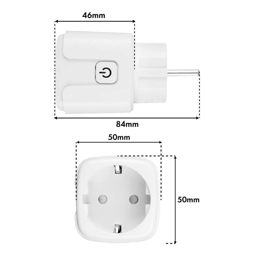 GreenBlue WiFi-stopcontact met afstandsbediening, Android/iOS/Alexa/Google Home, timer, wattmeter, max. 16 A/3840 W, GB735 W, 2 stuks