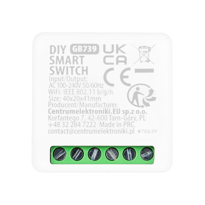 GreenBlue inbouw-wifi-relais, Android/iOS/Alexa/Google Home, 100-240 V AC, 50/60 Hz, max. 16 A, voor LED 150 W, GB739, 2 stuks