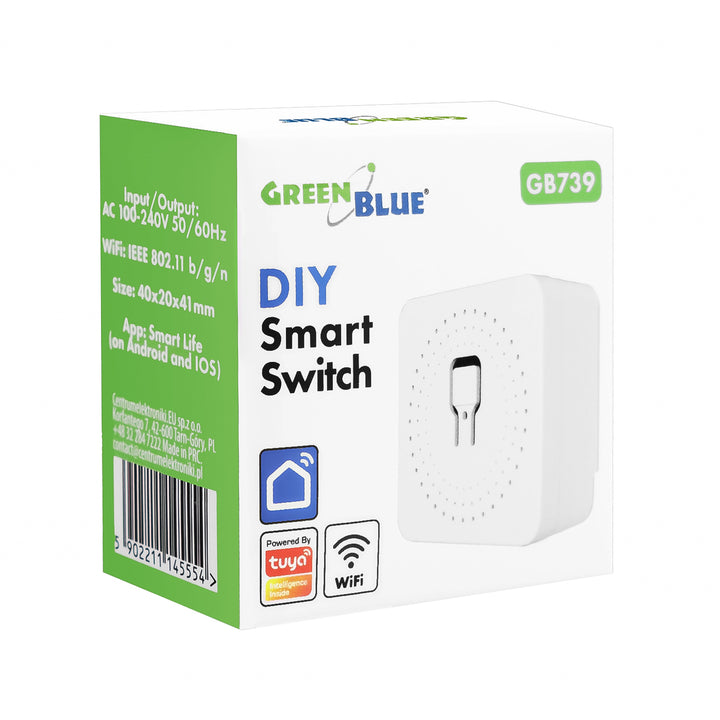 GreenBlue inbouw-wifi-relais, Android/iOS/Alexa/Google Home, 100-240 V AC, 50/60 Hz, max. 16 A, voor LED 150 W, GB739, 4 stuks