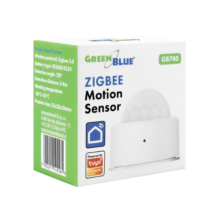 Draadloze Zigbee-bewegingssensor van Tuya GreenBlue, Android/iOS, CR2450 DC 3,0 V, detectiehoek 120° / tot 8 m, GB740, 2 stuks