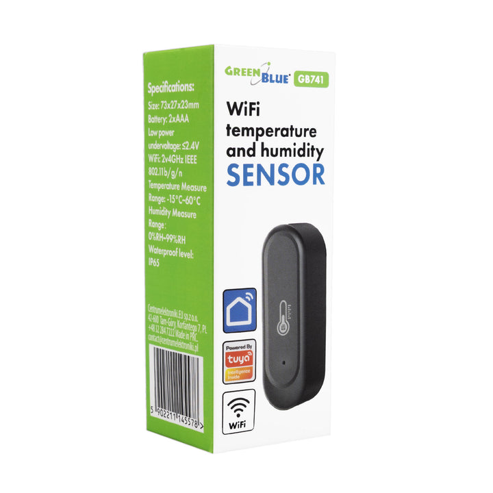 GreenBlue WiFi-temperatuur- en vochtigheidssensor voor buiten, Android/iOS, 3,0 V DC, LR03x2, IP65, GB741, 2 stuks