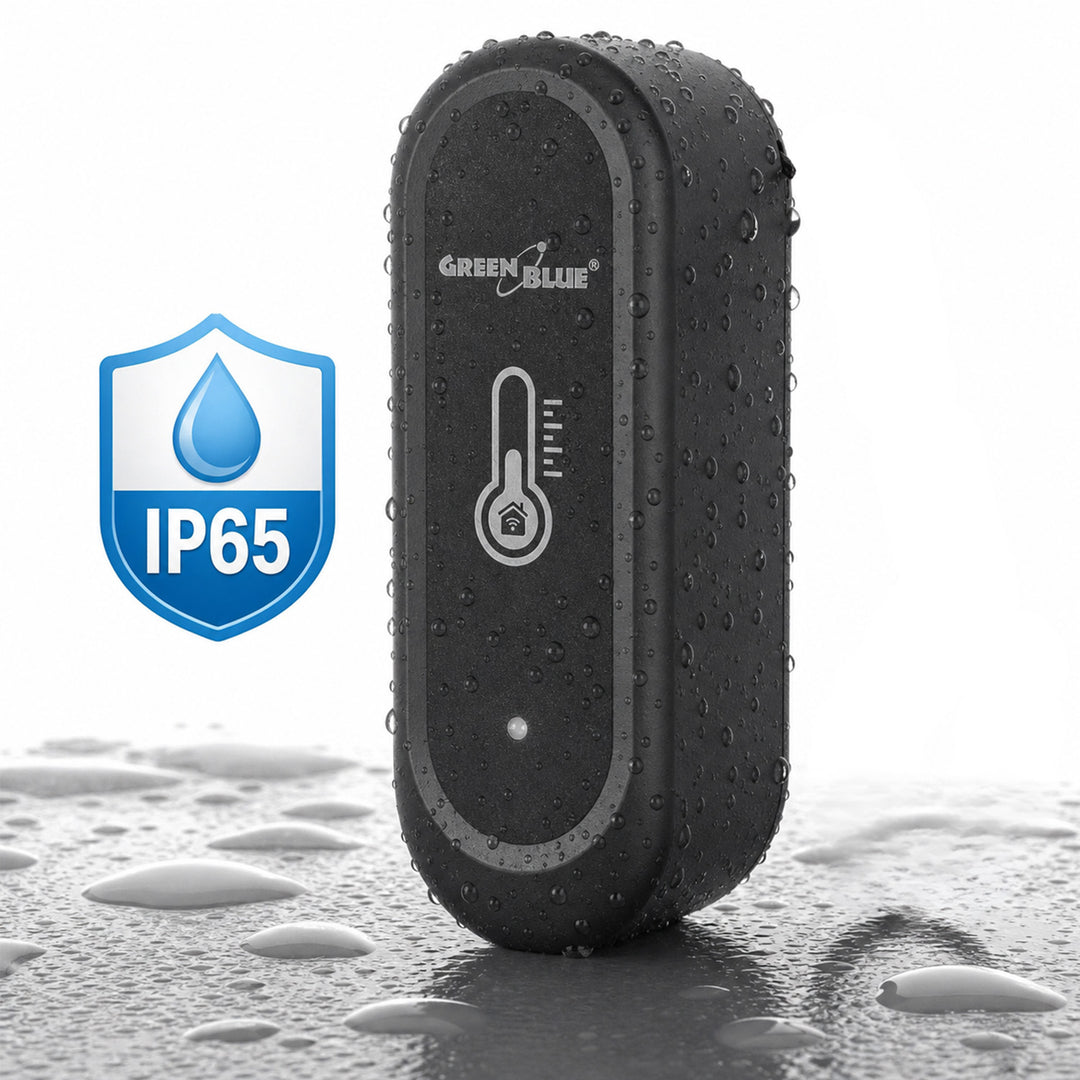 GreenBlue WiFi-temperatuur- en vochtigheidssensor voor buiten, Android/iOS, 3,0 V DC, LR03x2, IP65, GB741, 2 stuks