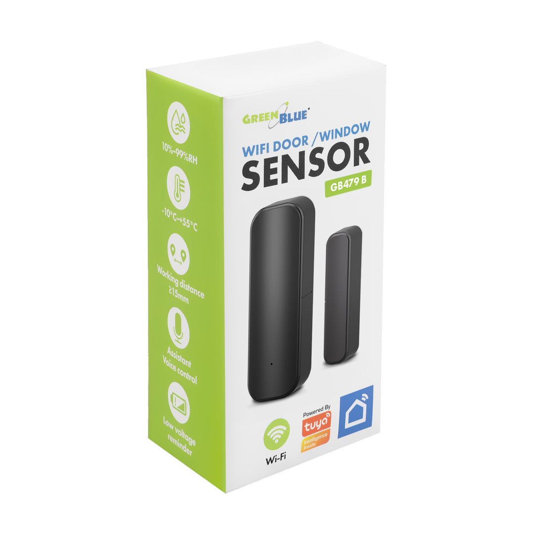 Draadloze reedschakelaar / WiFi-openingssensor van GreenBlue, Android/iOS, voor deuren / ramen, 3,0 V DC, LR03x2, GB479 B, 2 sets