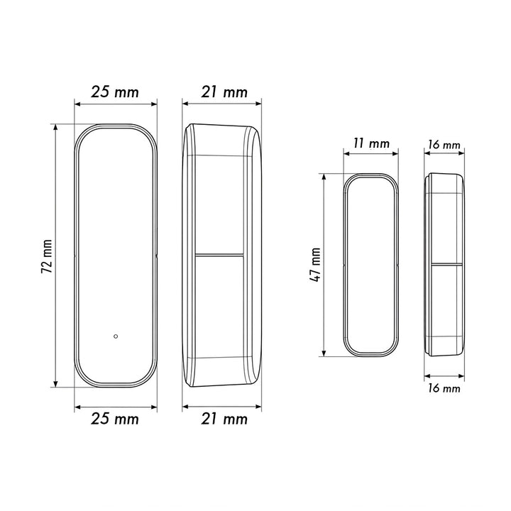 Draadloze reedschakelaar / WiFi-openingssensor van GreenBlue, Android/iOS, voor deuren / ramen, 3,0 V DC, LR03x2, GB479 W, 2 sets